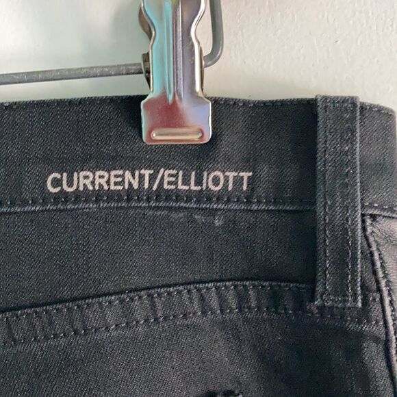 Current/Elliott Black Size 32 High Waist Crop Rider Jeans Style Pants - Picture 2 of 14